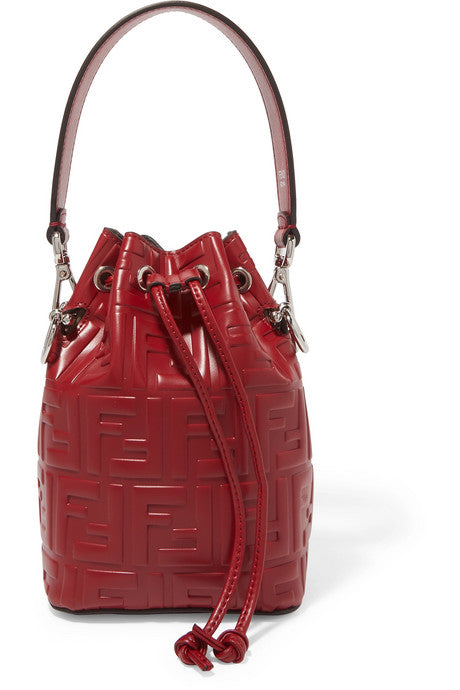 Mon Trésor small embossed leather bucket bag