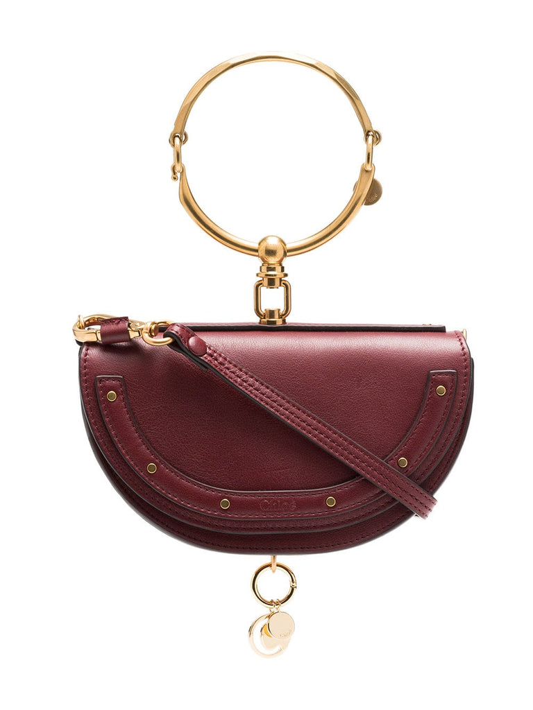 dark red Nile Minaudiere leather bag