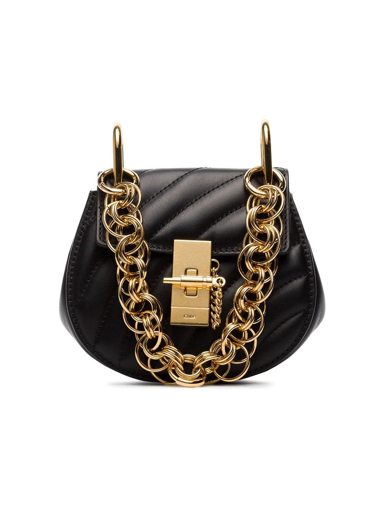 black mini Drew Bijou quilted leather bag