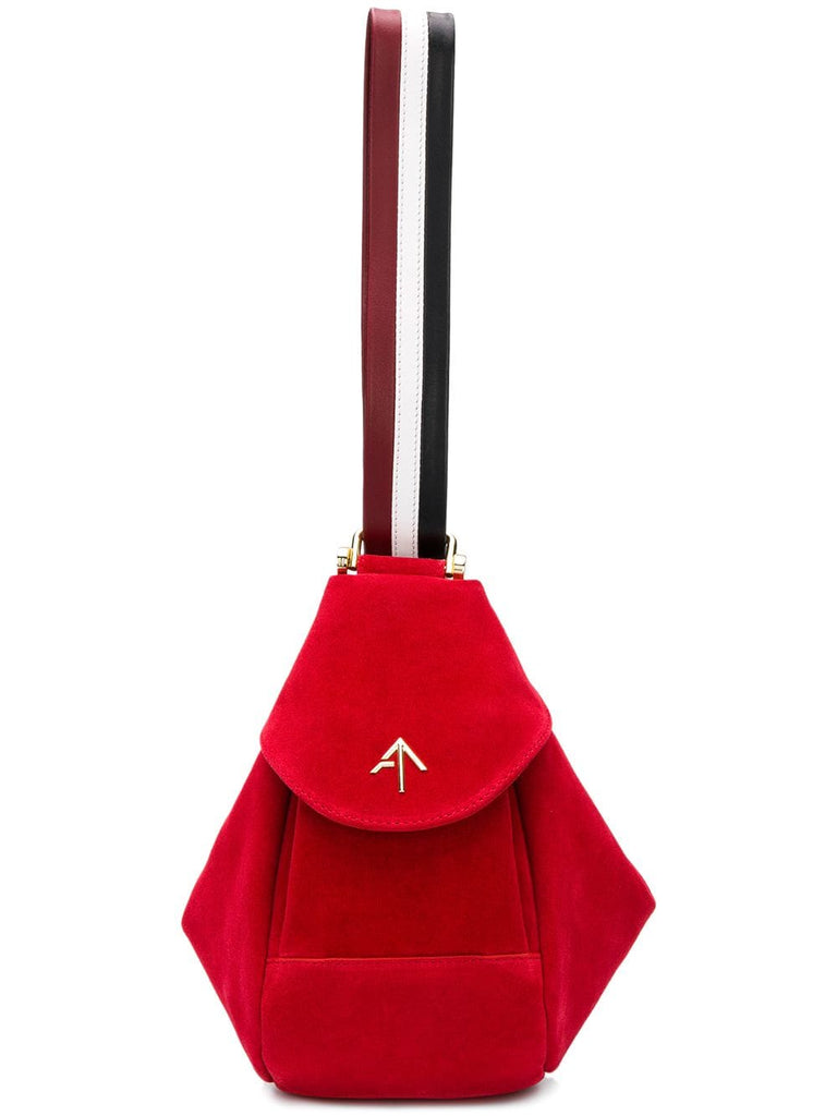 red, white and black micro fernweh suede leather bag