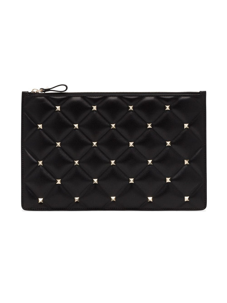 black Rockstud large leather clutch