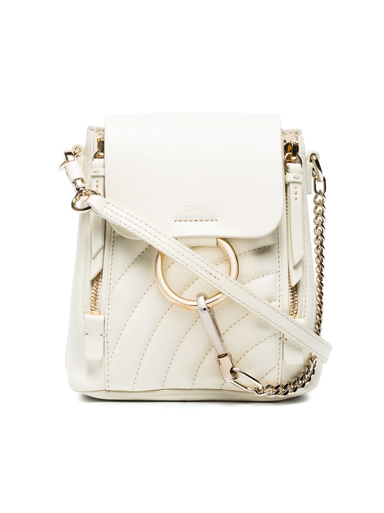 white mini Faye quilted backpack