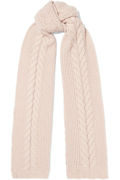 Cable-knit cashmere scarf