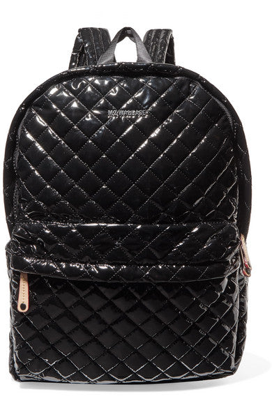 Metro leather-trimmed quilted vinyl backpack