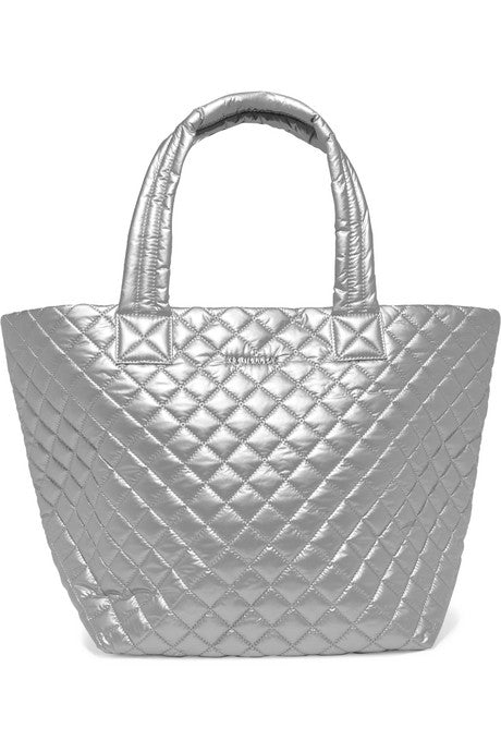 Metro medium quilted metallic shell tote