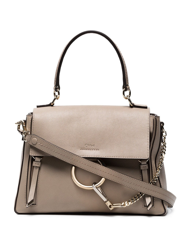 Grey Faye Day Medium Leather Shoulder Bag