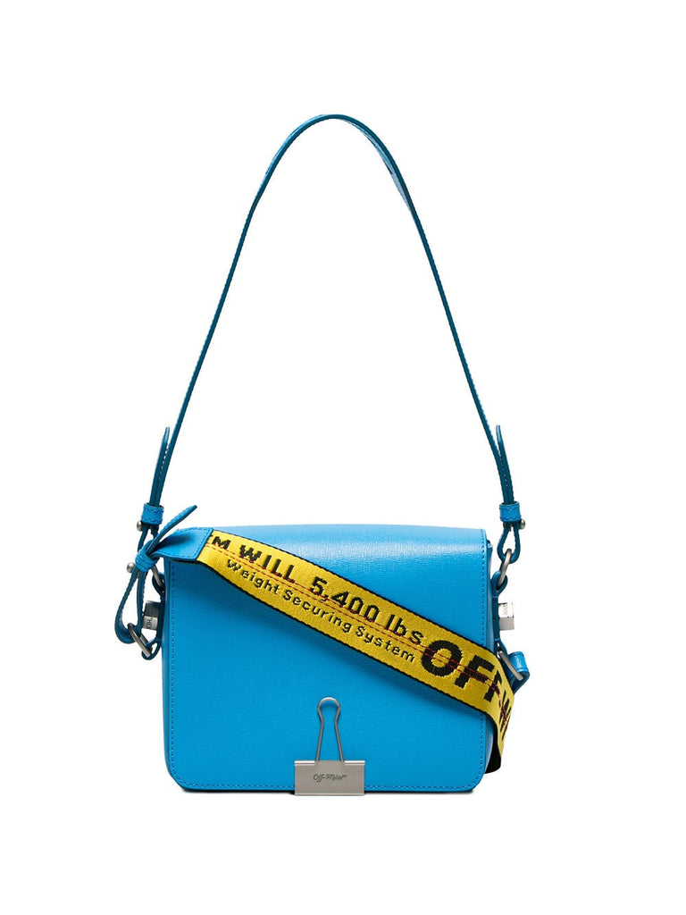 Blue Bulldog Clip Leather Shoulder Bag