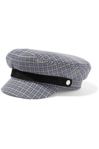 Fisherman suede-trimmed checked wool-blend tweed cap