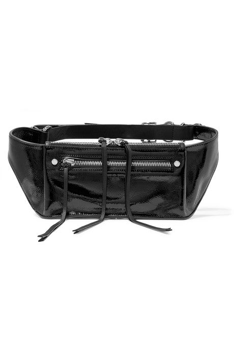 Ellis textured patent-leather belt bag