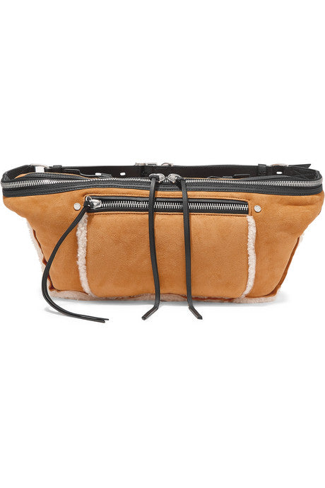 Elliot large shearling-trimmed suede belt bag