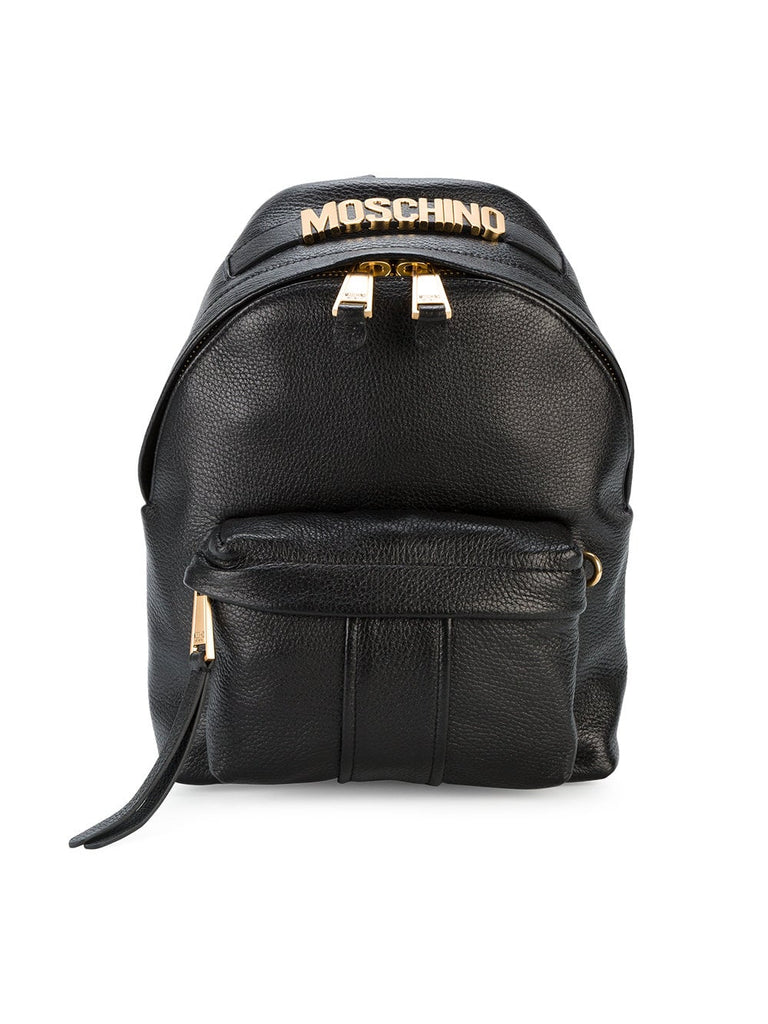 Black Logo mini leather backpack