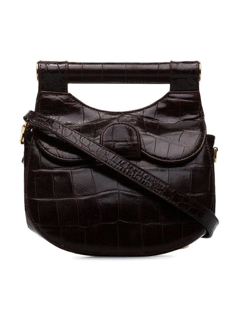 brown Madeline Crocodile Effect leather Shoulder Bag