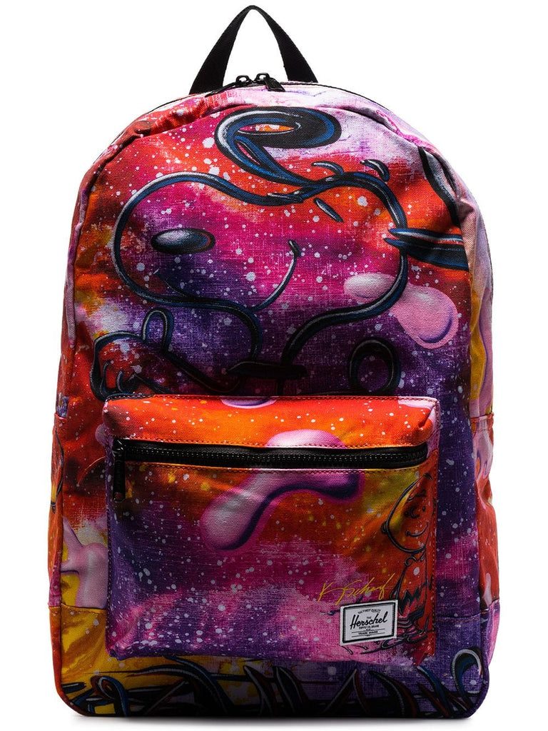 multicolour Snoopy galaxy print backpack