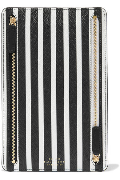 Panama striped textured-leather wallet