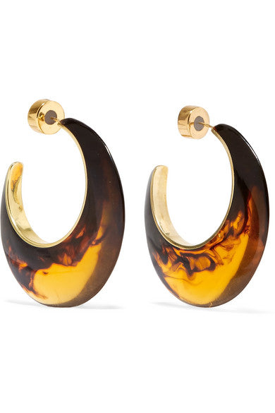 Tortoiseshell resin and gold-tone hoop earrings