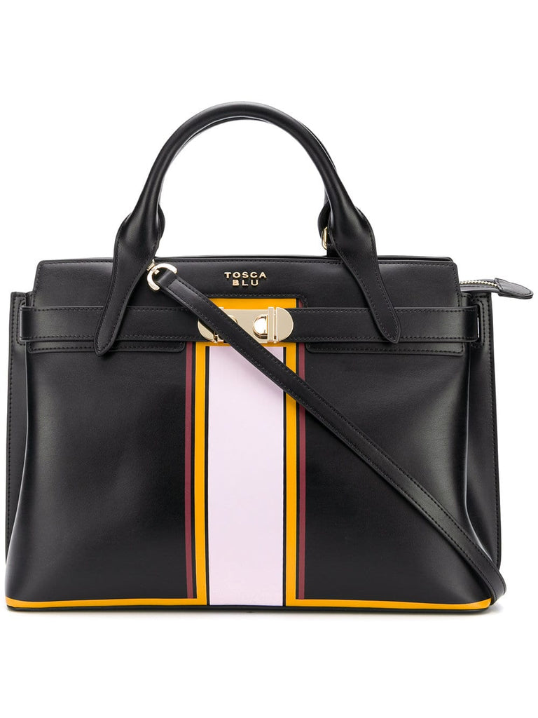 contrast stripe tote