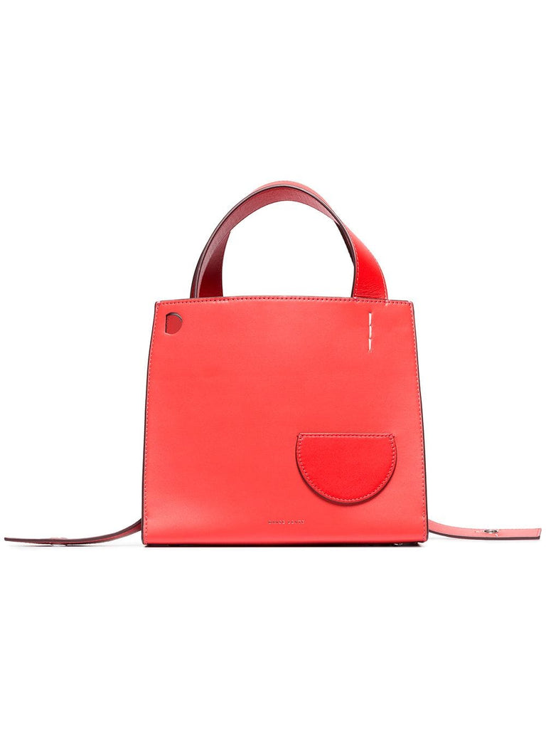 coral Margot leather top-handle tote