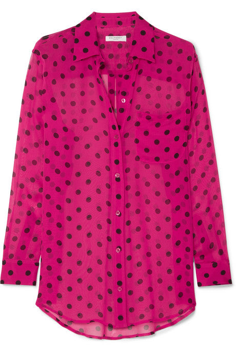 Polka-dot silk-chiffon shirt