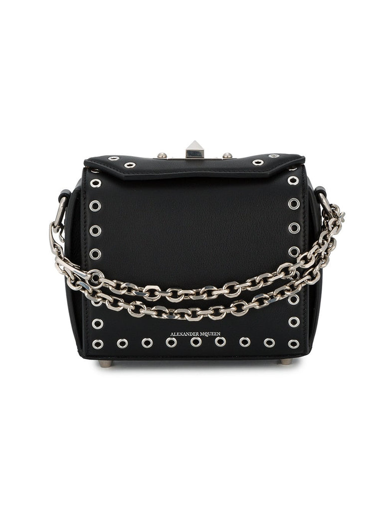 Black eyelet Box mini Leather bag