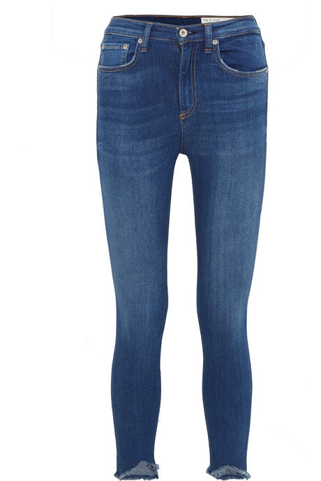 Cropped high-rise stretch skinny jeans