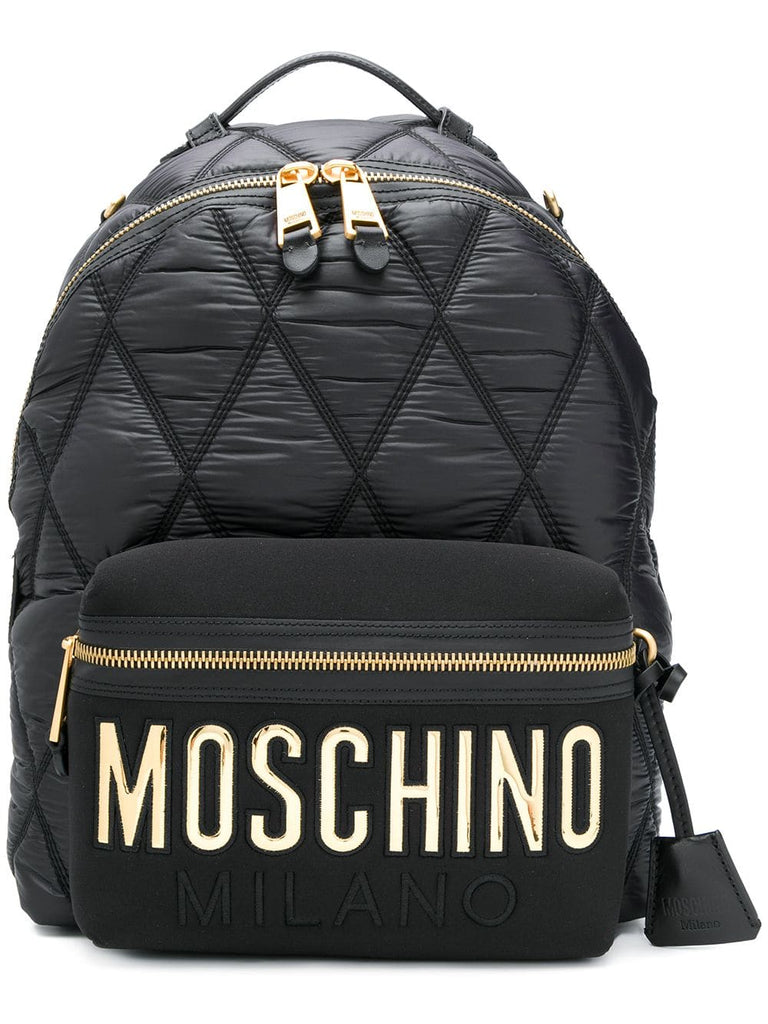 large quilted logo backpack