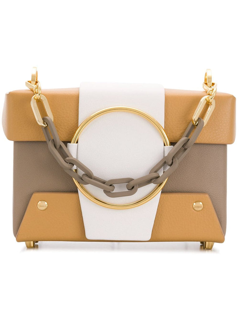 Beige and White Asher Crossbody Bag