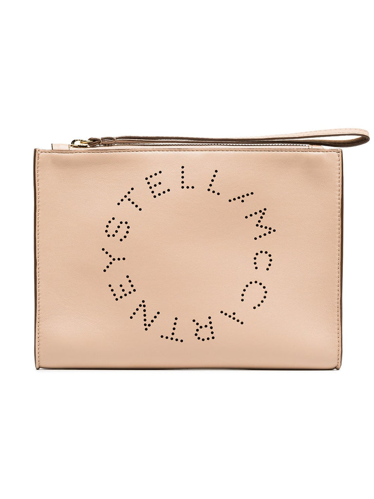 pink logo clutch bag