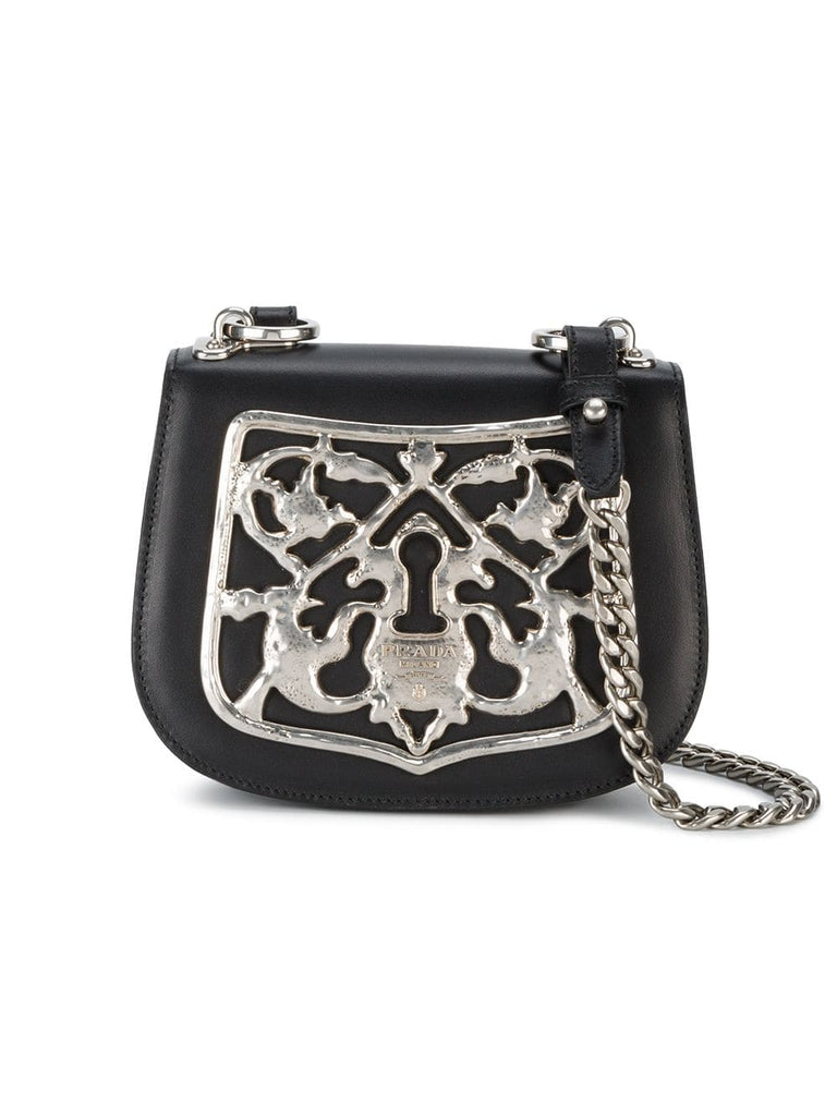 black Piastra Metal Filigree cross body bag