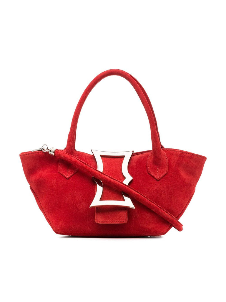 red mini lament suede leather tote bag