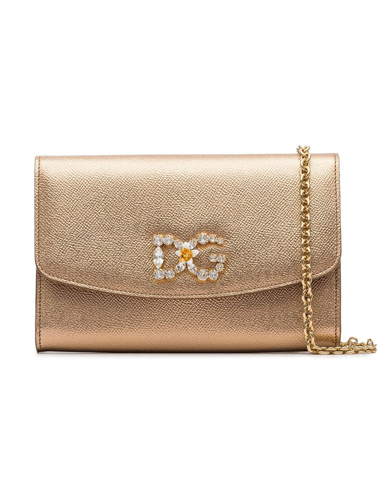 embellished logo crossbody bag