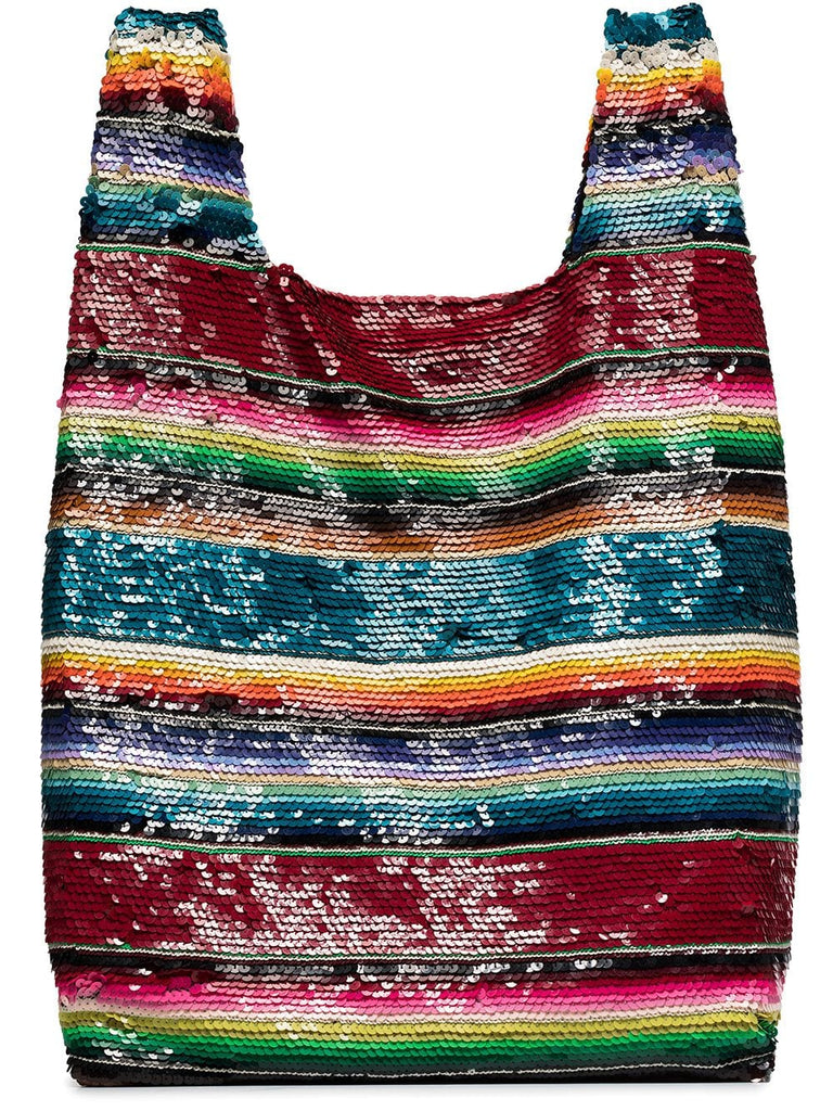 rainbow sequin embellished tote bag