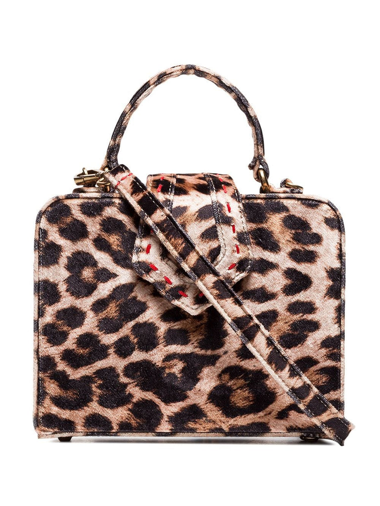 beige and brown fey mini leopard print box bag