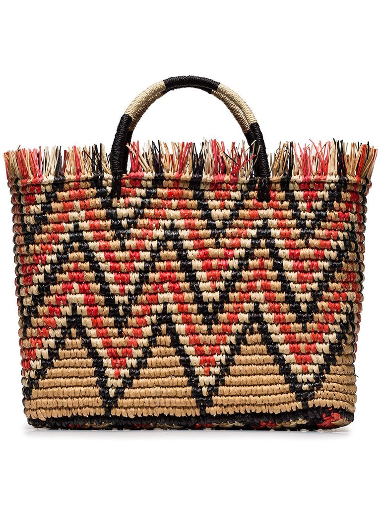 Multicolour Castana straw striped tote bag