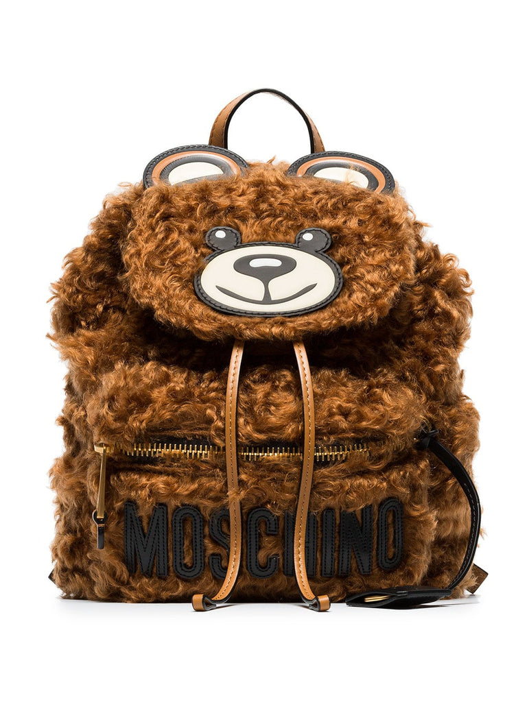 brown teddy bear shearling backpack