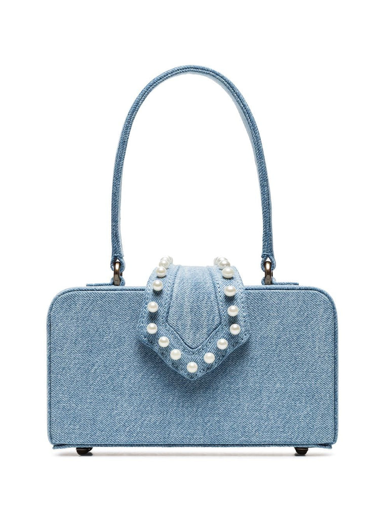 blue In The 50s pearl embellished denim box bag