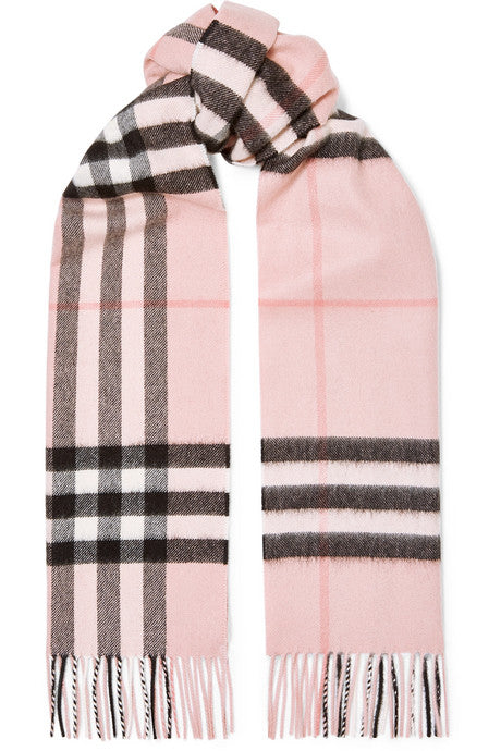 Fringed checked cashmere-twill scarf