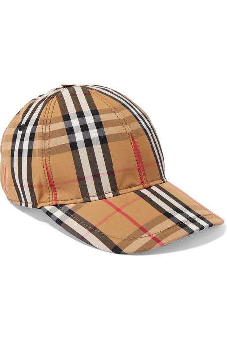 Checked cotton-canvas baseball cap