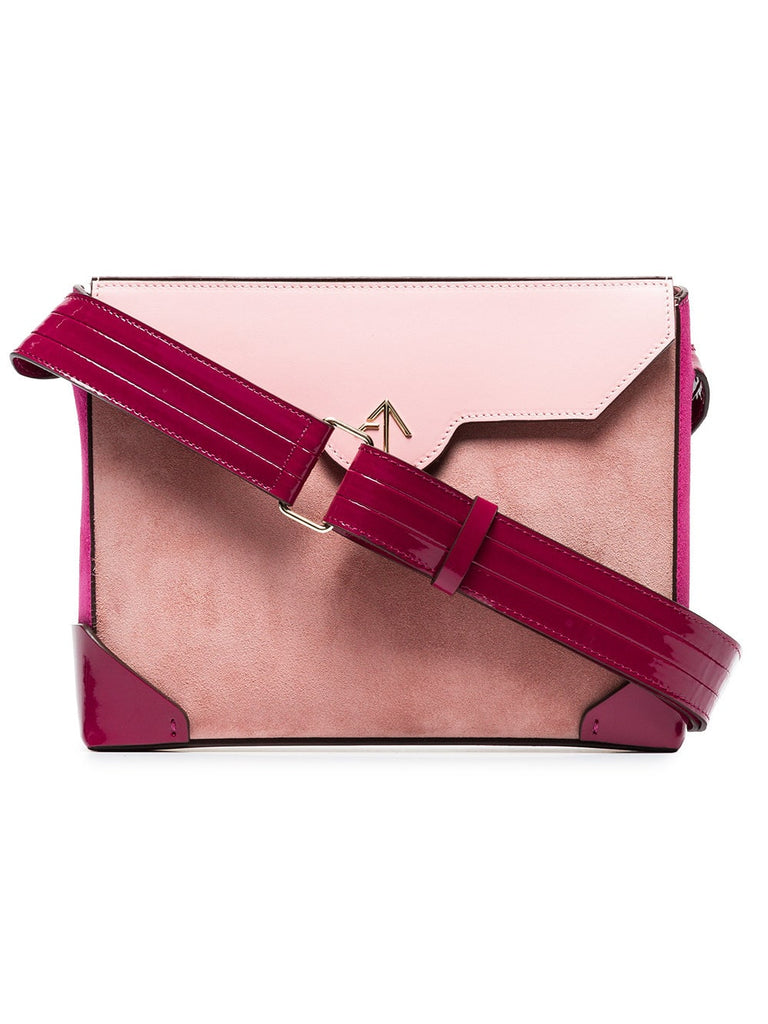 pink Bold leather and suede cross-body bag