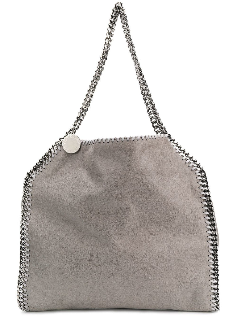 Light grey Falabella faux leather silver chain tote