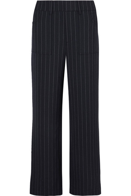 Pinstriped cady straight-leg pants