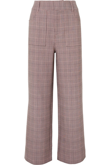 Checked cady straight-leg pants