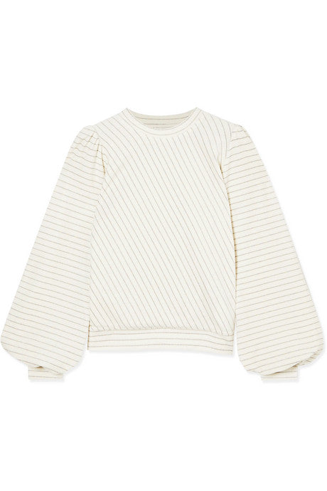 Metallic striped cotton-blend velour sweatshirt