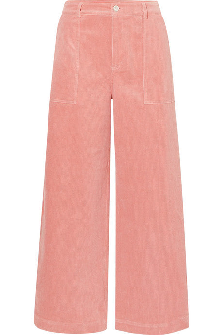 Cotton-blend corduroy wide-leg pants