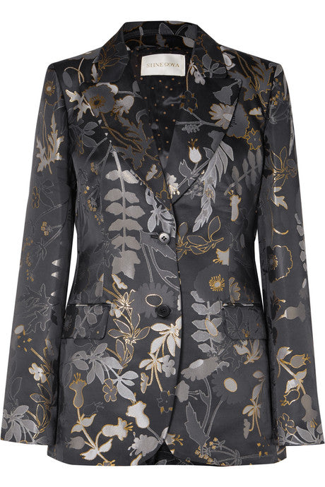 Iris metallic floral-jacquard blazer