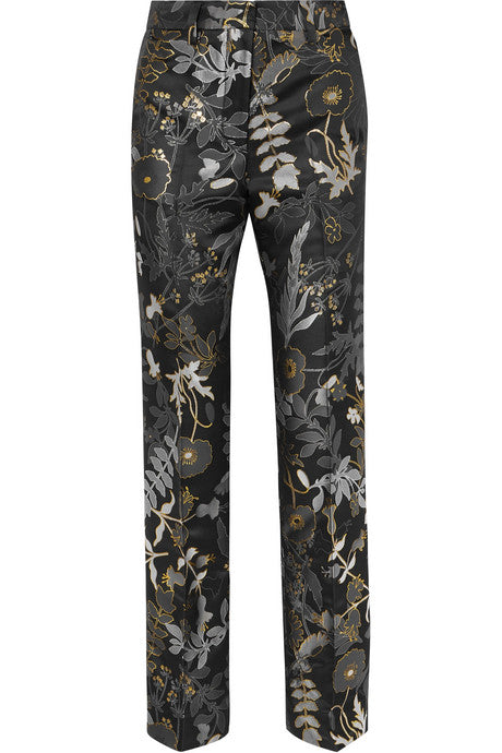 Kevin floral-jacquard straight-leg pants