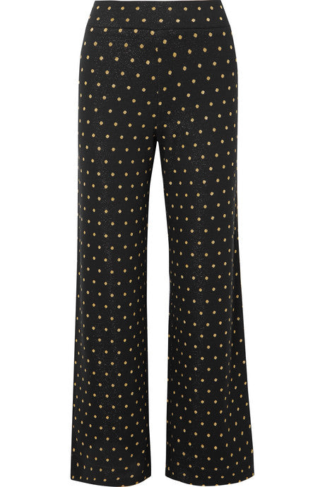 Magic Mervidelux metallic embroidered polka-dot knitted wide-leg pants