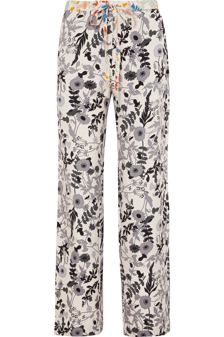 Aileen floral-print stretch crepe de chine pants