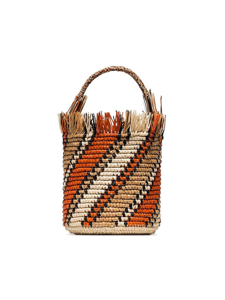 orange striped bucket bag