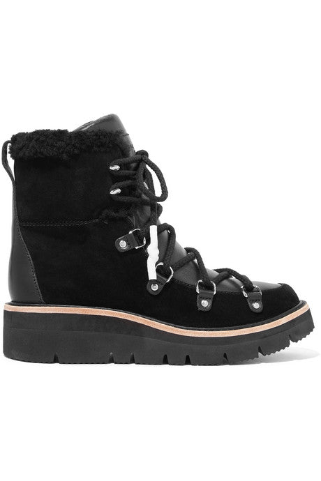 Skyler shearling-lined suede and leather ankle boots