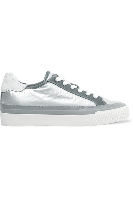 Army leather-trimmed metallic ripstop sneakers